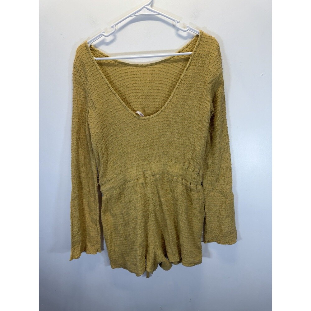 FREE PEOPLE Women’s Laidback Lover Romper Color Sunny Honey Cotton Sz S - Picture 10 of 16